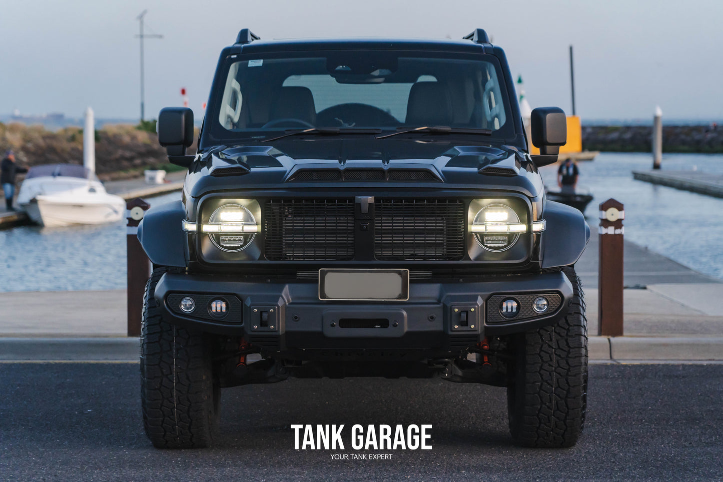 GWM TANK 300 Body Kit "Knight" – Premium front and rear bumpers, grille, bonnet, and wheel fender accessories for the Australian petrol version.